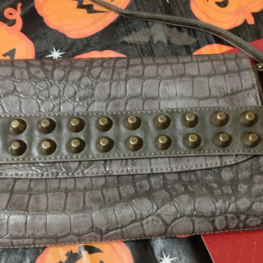 Carlos Grey with Studded Detail in gold Cross Body Bag